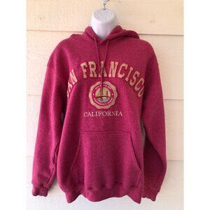 Bright Heather Pink San Francisco Hoodie Stitched Letters / Emblem Embroidered